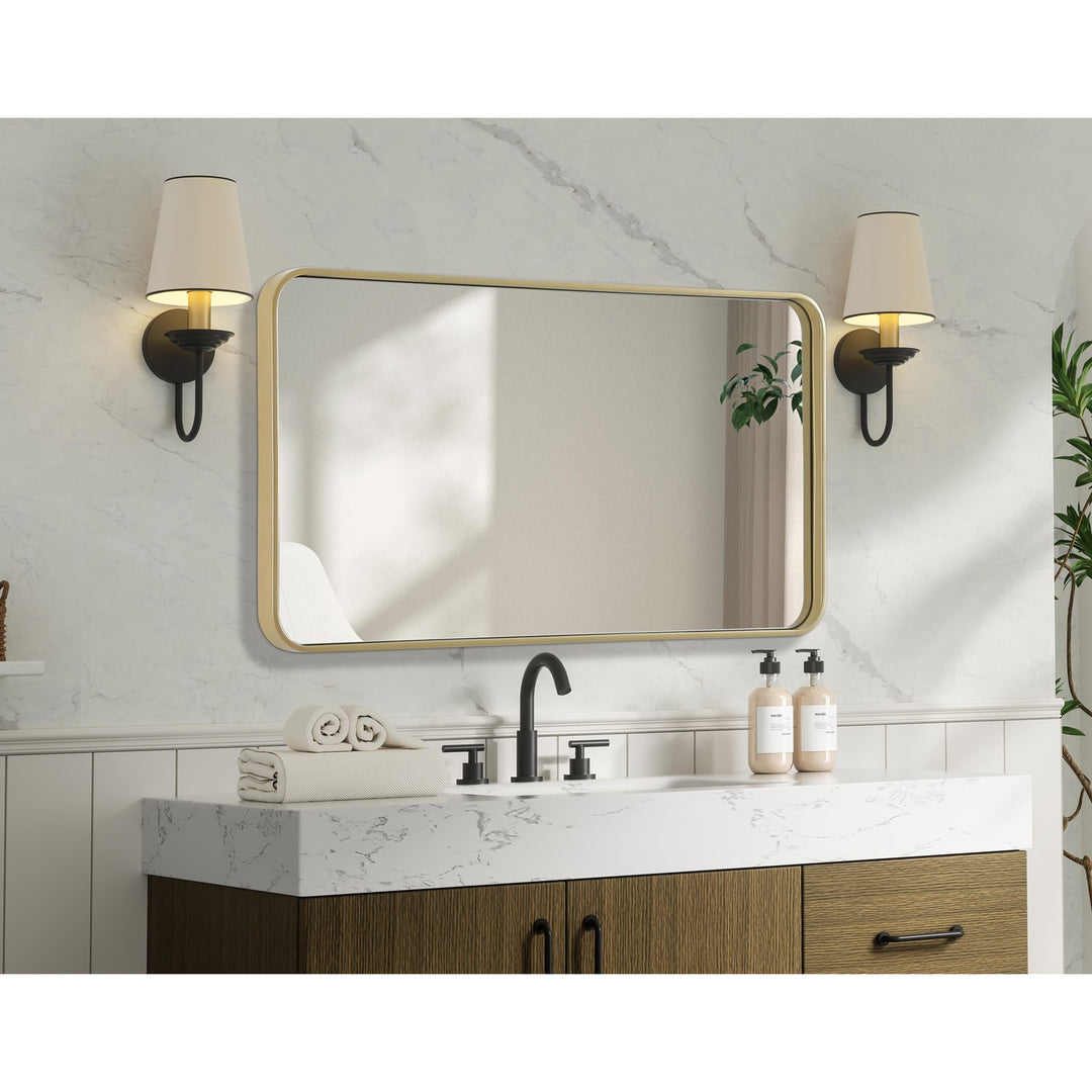 Contour Metal Rectangle Mirror 22X40 In Brass