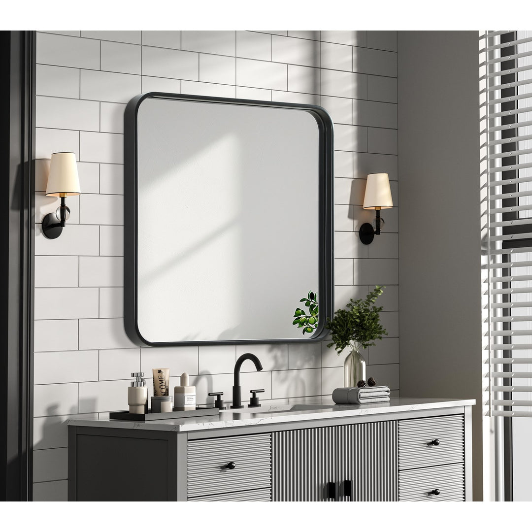 Contour Metal Square Mirror 24X24 In Black