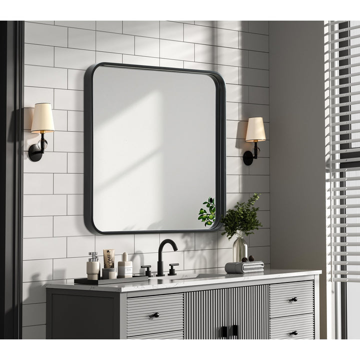 Contour Metal Square Mirror 24X24 In Black