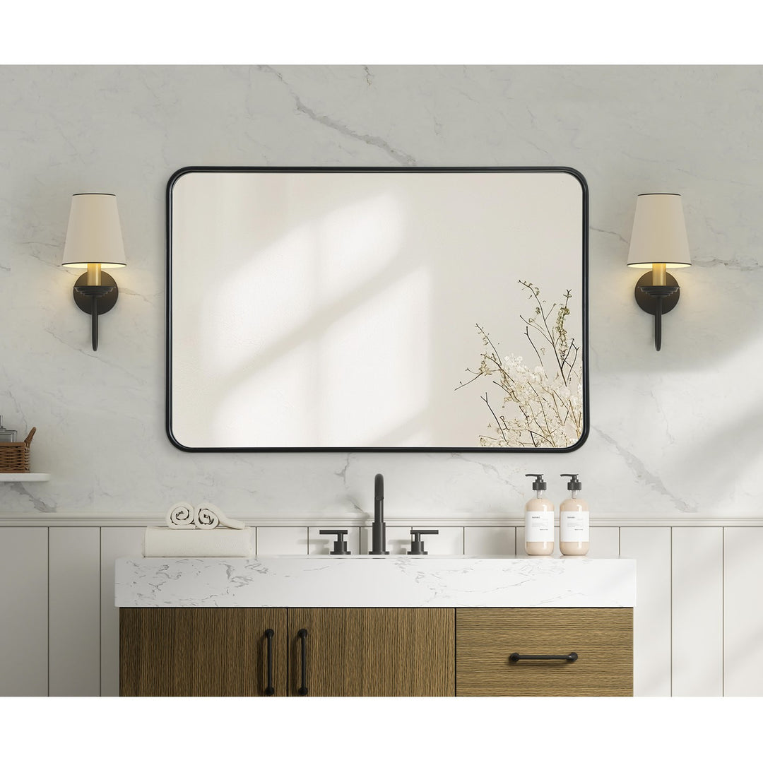 Contour Metal Rectangle Mirror 27X40 In Black