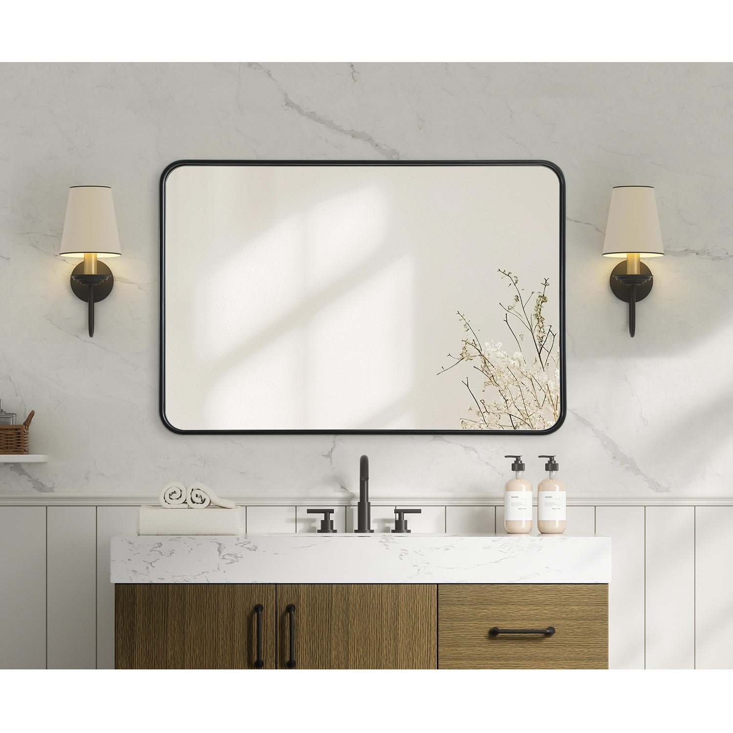 Contour Metal Rectangle Mirror 27X40 In Black
