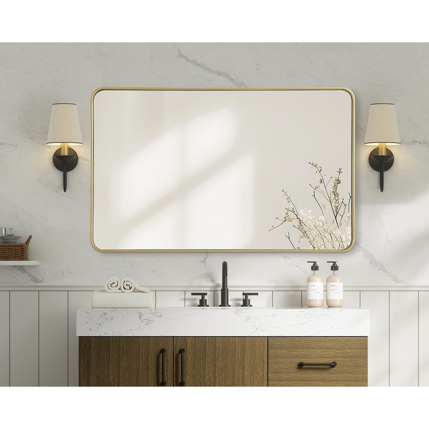 Contour Metal Rectangle Mirror 30X48 In Brass