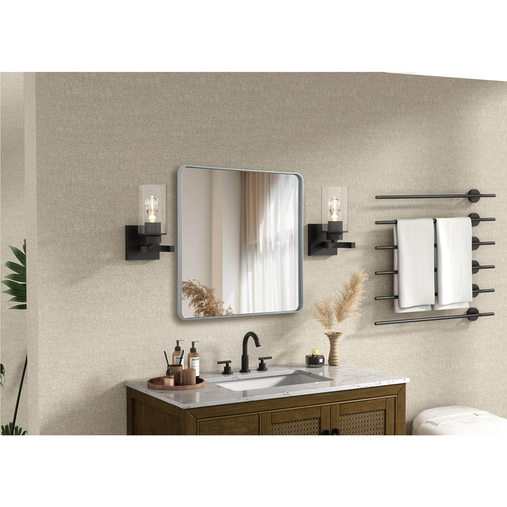 Contour Metal Square Mirror 42X42 In Silver
