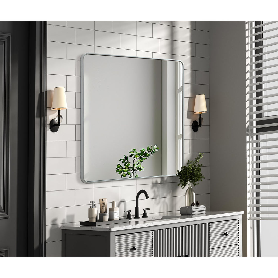 Contour Metal Square Mirror 48X48 In Silver