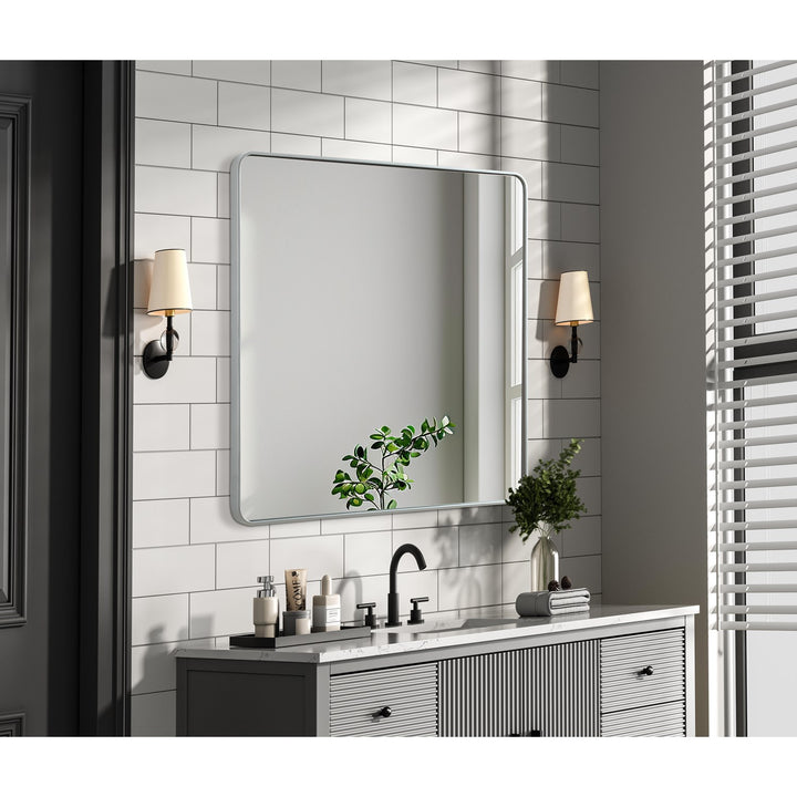 Contour Metal Square Mirror 48X48 In Silver