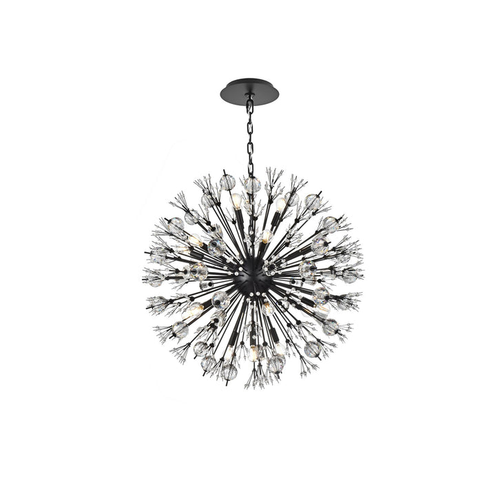 32 Inch Crystal Starburst Round Pendant In Black by Elegant Lighting