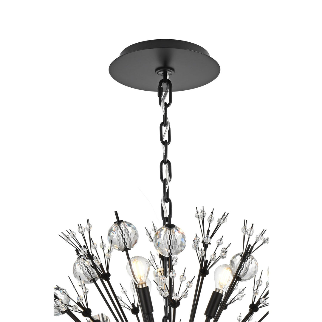 32 Inch Crystal Starburst Round Pendant In Black