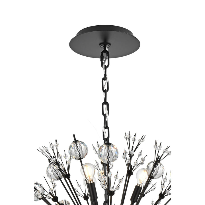 32 Inch Crystal Starburst Round Pendant In Black