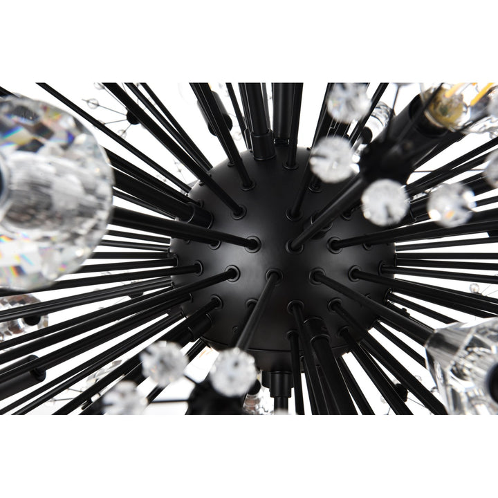 32 Inch Crystal Starburst Round Pendant In Black