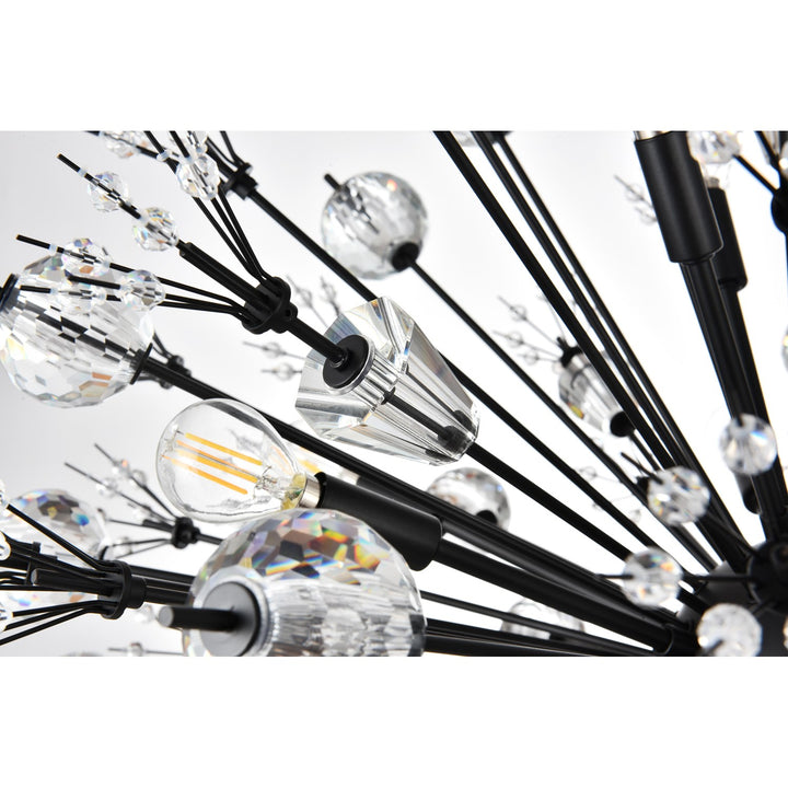 32 Inch Crystal Starburst Round Pendant In Black