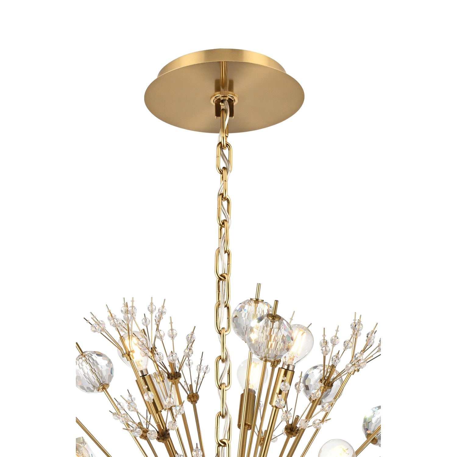 32 Inch Crystal Starburst Round Pendant In Gold