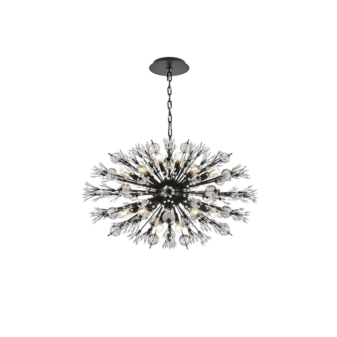 36 Inch Crystal Starburst Oval Pendant In Black by Elegant Lighting