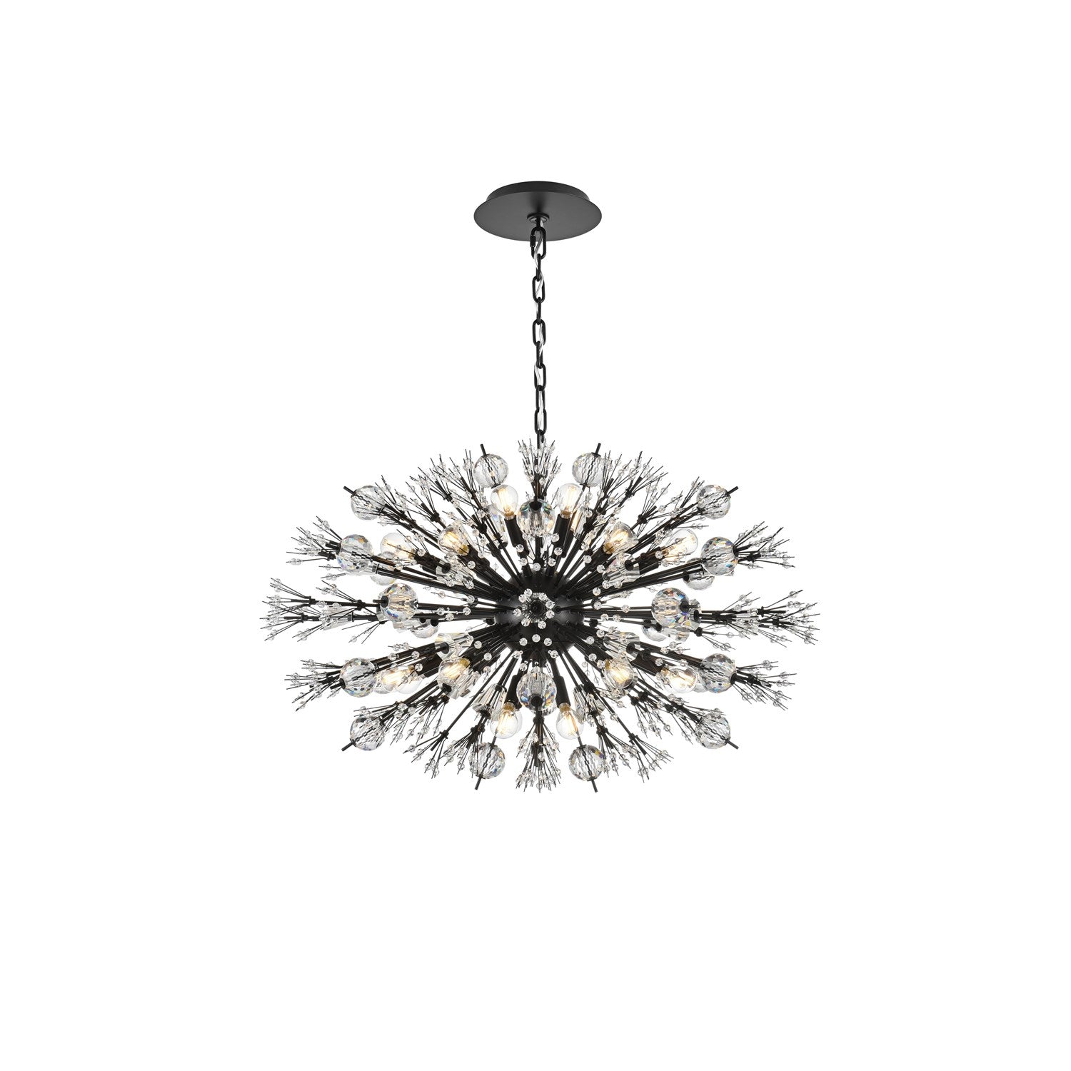 36 Inch Crystal Starburst Oval Pendant In Black by Elegant Lighting
