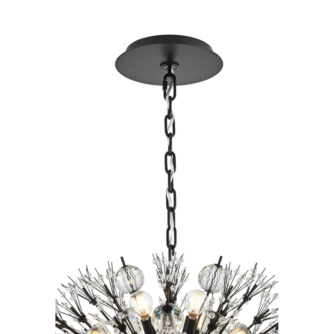 36 Inch Crystal Starburst Oval Pendant In Black