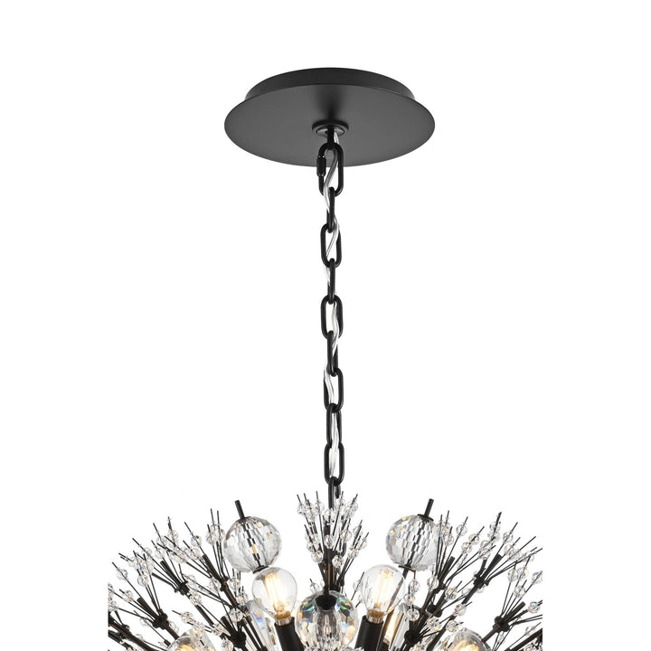 36 Inch Crystal Starburst Oval Pendant In Black