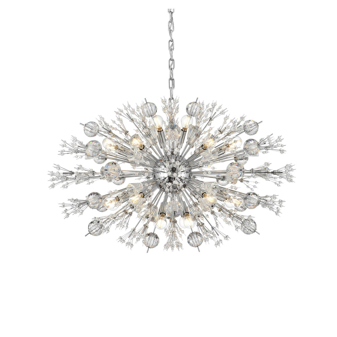 36 Inch Crystal Starburst Oval Pendant In Chrome