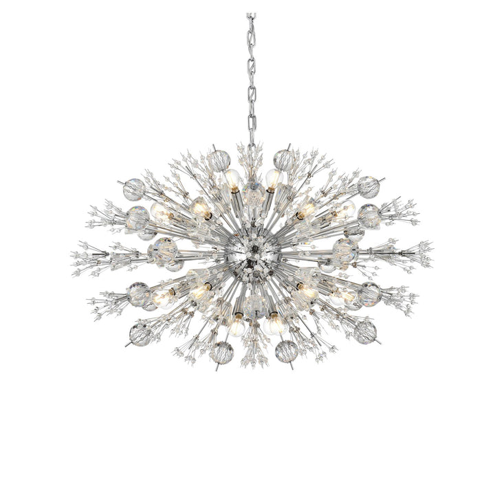 36 Inch Crystal Starburst Oval Pendant In Chrome