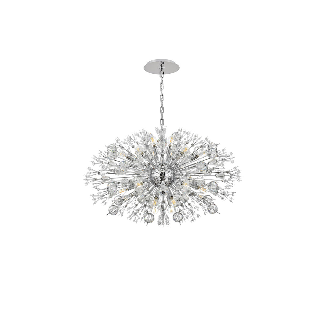 36 Inch Crystal Starburst Oval Pendant In Chrome