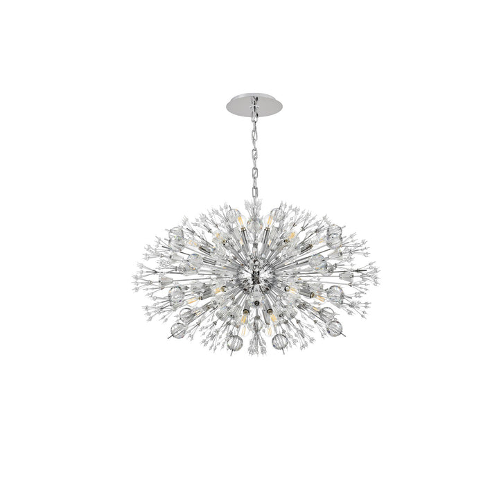36 Inch Crystal Starburst Oval Pendant In Chrome
