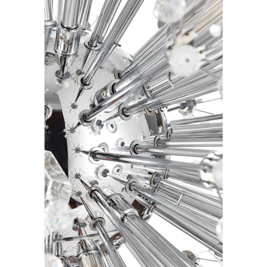 36 Inch Crystal Starburst Oval Pendant In Chrome