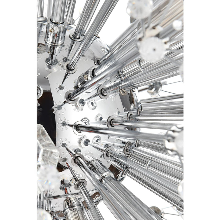 36 Inch Crystal Starburst Oval Pendant In Chrome