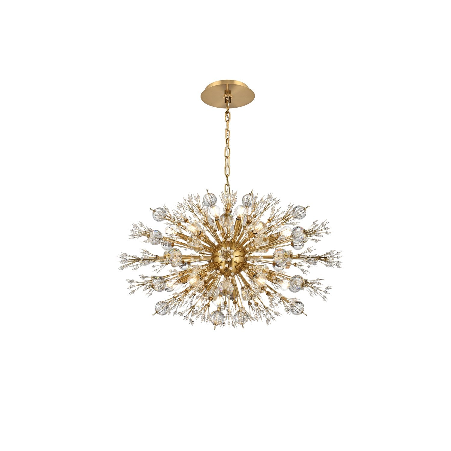 36 Inch Crystal Starburst Oval Pendant In Gold by Elegant Lighting