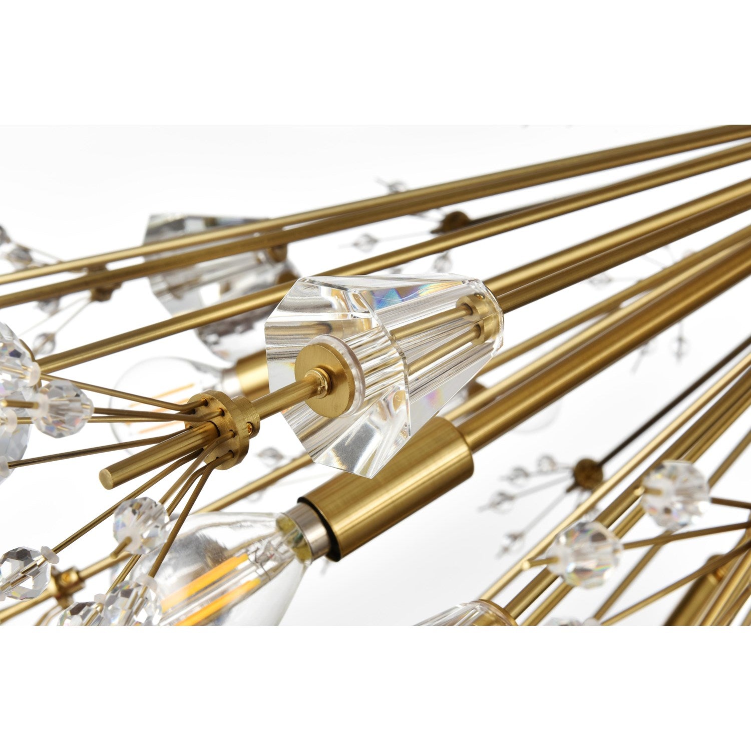 36 Inch Crystal Starburst Oval Pendant In Gold