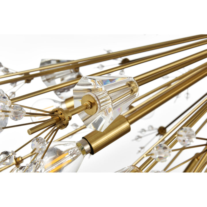 36 Inch Crystal Starburst Oval Pendant In Gold