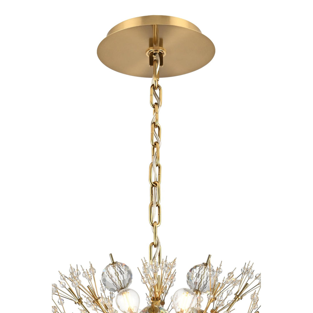 36 Inch Crystal Starburst Oval Pendant In Gold