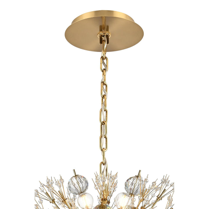 36 Inch Crystal Starburst Oval Pendant In Gold