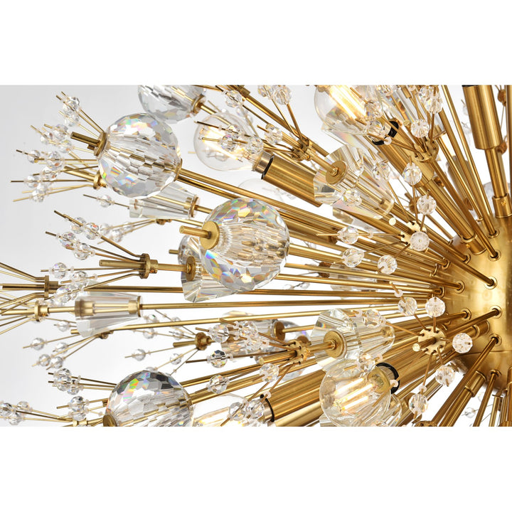 36 Inch Crystal Starburst Oval Pendant In Gold