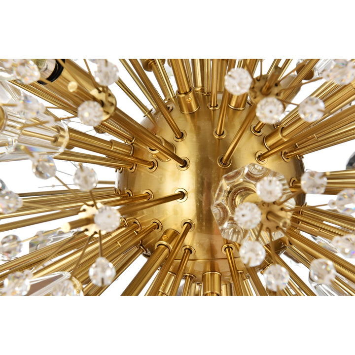 36 Inch Crystal Starburst Oval Pendant In Gold