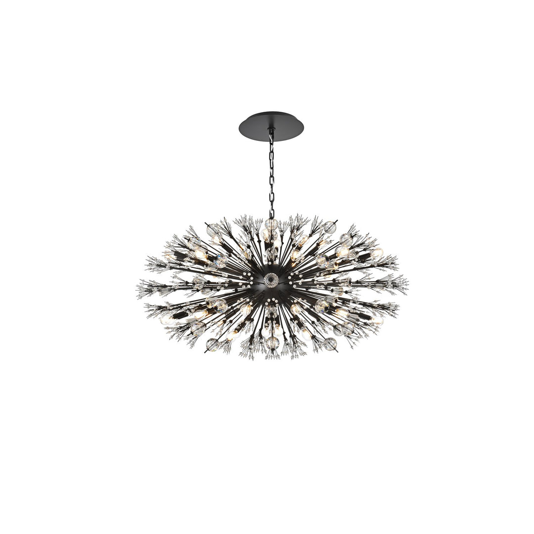 48 Inch Crystal Starburst Oval Pendant In Black by Elegant Lighting