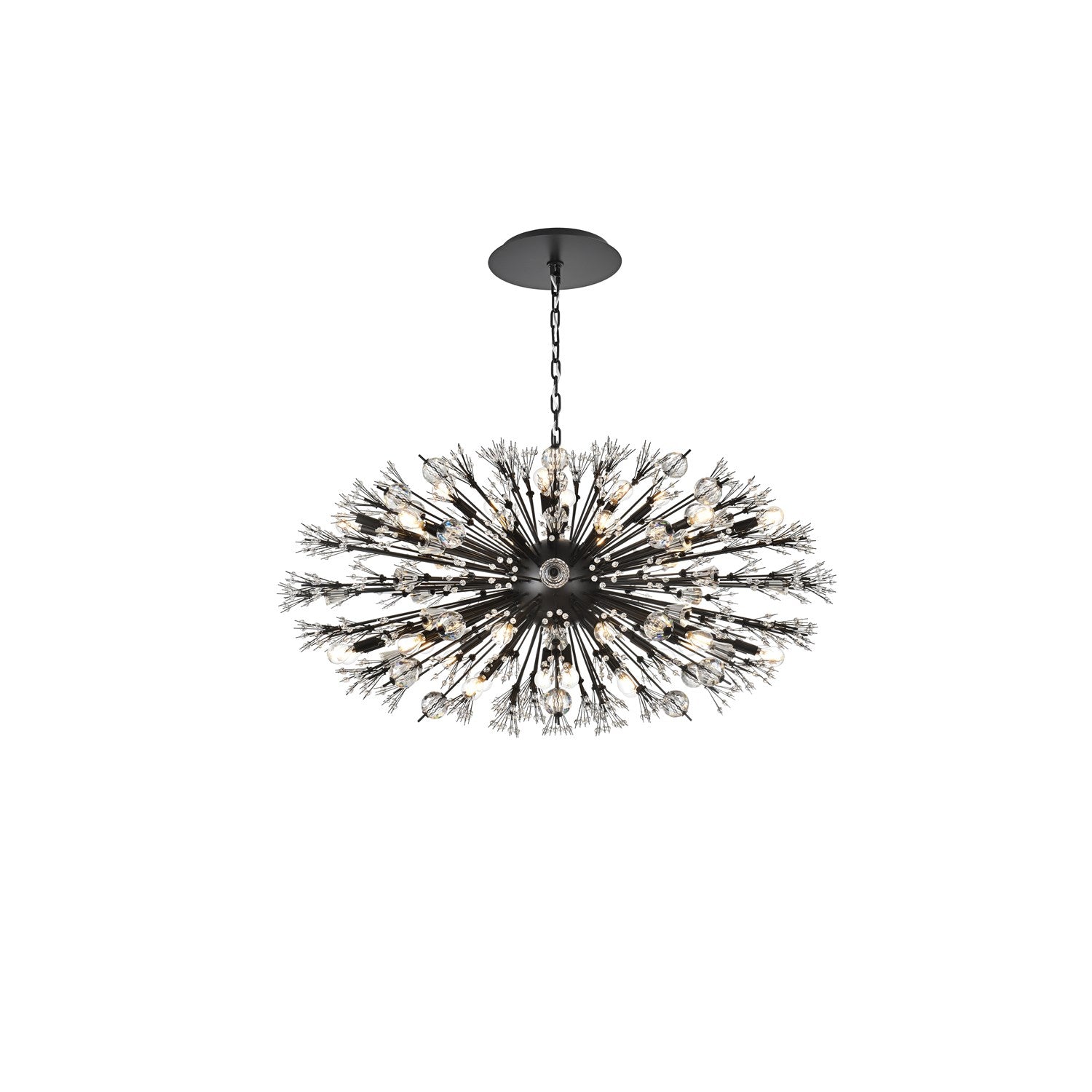 48 Inch Crystal Starburst Oval Pendant In Black by Elegant Lighting