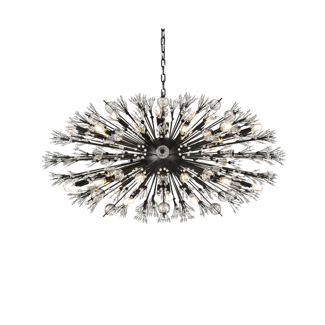 48 Inch Crystal Starburst Oval Pendant In Black