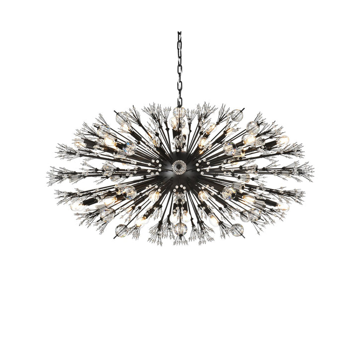 48 Inch Crystal Starburst Oval Pendant In Black