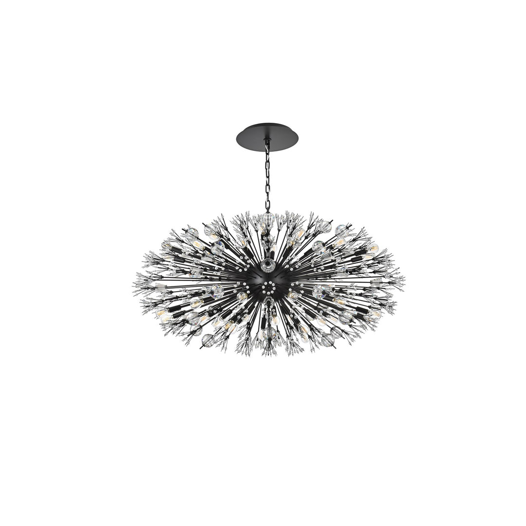 48 Inch Crystal Starburst Oval Pendant In Black