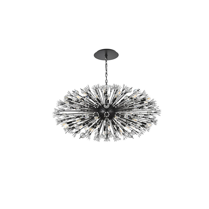 48 Inch Crystal Starburst Oval Pendant In Black