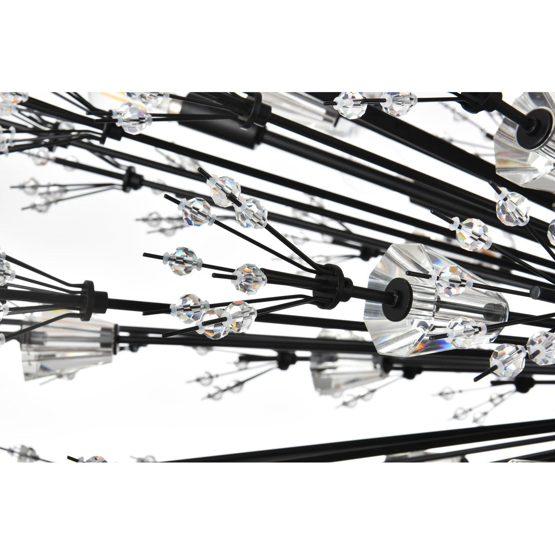 48 Inch Crystal Starburst Oval Pendant In Black