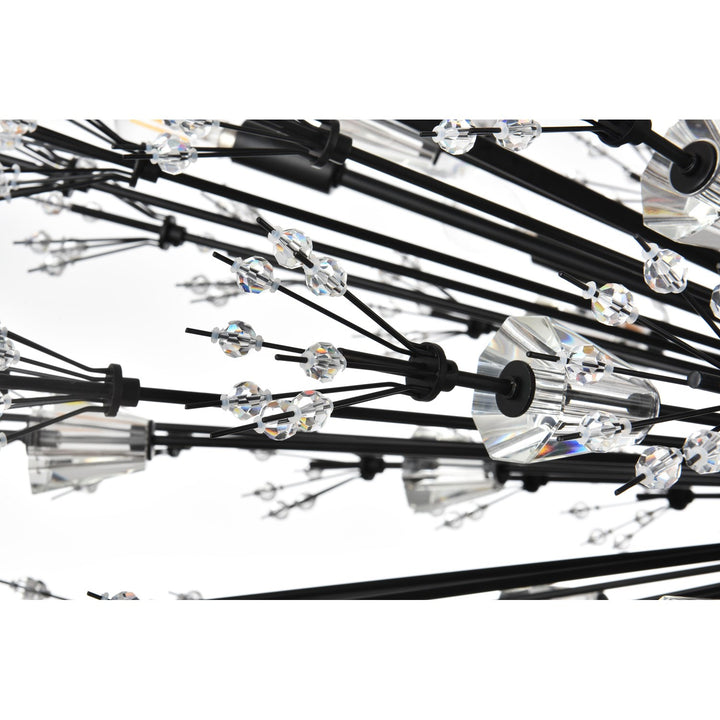 48 Inch Crystal Starburst Oval Pendant In Black