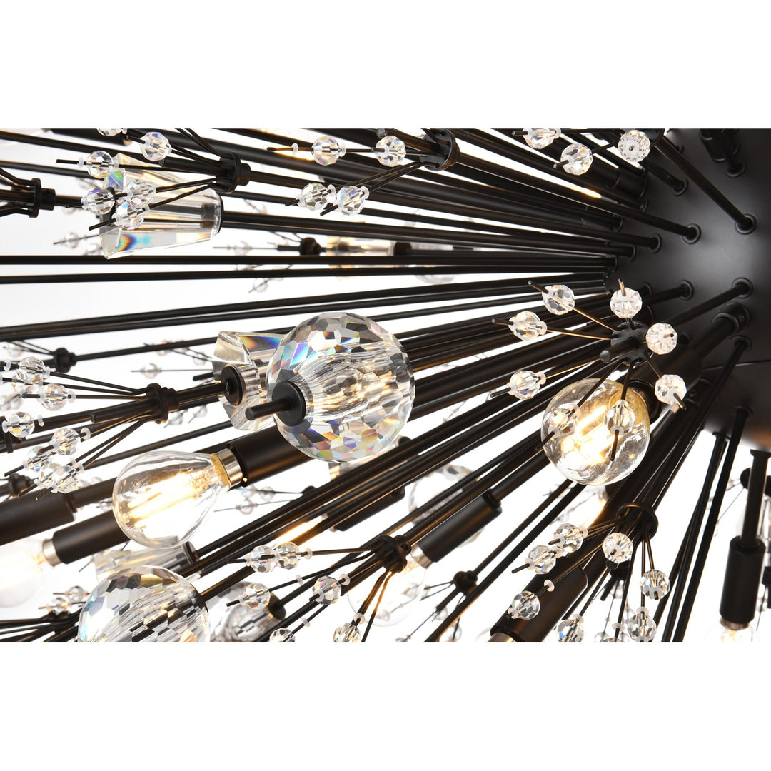 48 Inch Crystal Starburst Oval Pendant In Black