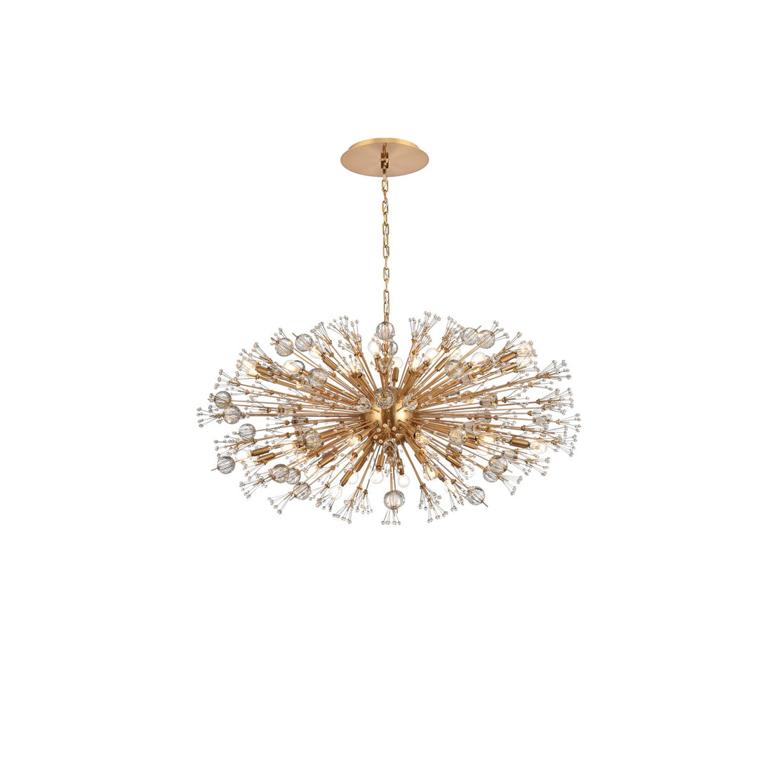 48 Inch Crystal Starburst Oval Pendant In Gold by Elegant Lighting