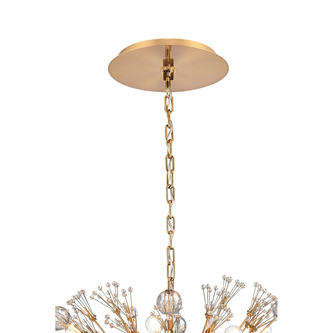 48 Inch Crystal Starburst Oval Pendant In Gold