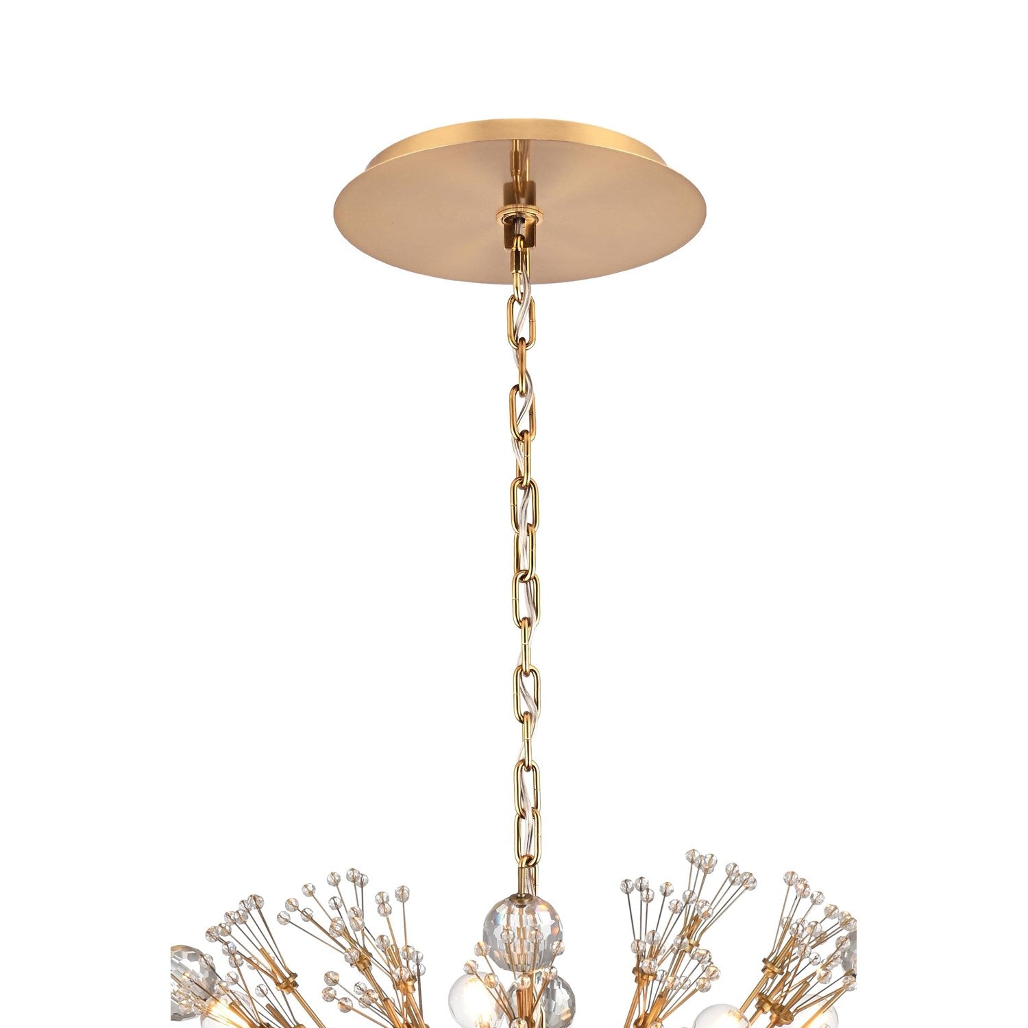 48 Inch Crystal Starburst Oval Pendant In Gold