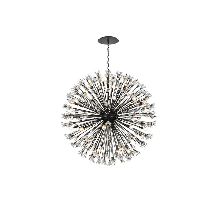 50 Inch Crystal Starburst Round Pendant In Black by Elegant Lighting