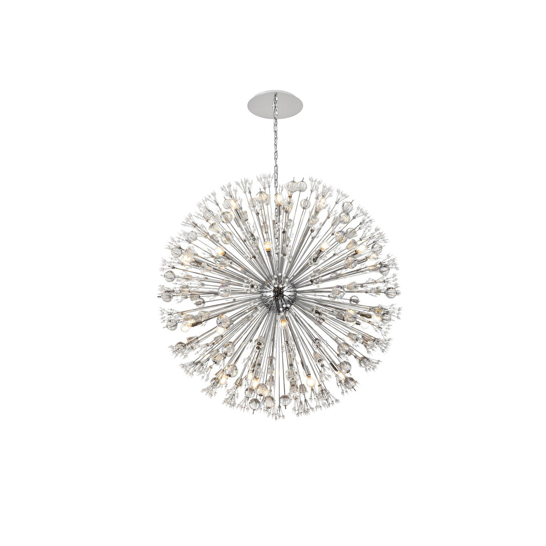 50 Inch Crystal Starburst Round Pendant In Chrome by Elegant Lighting