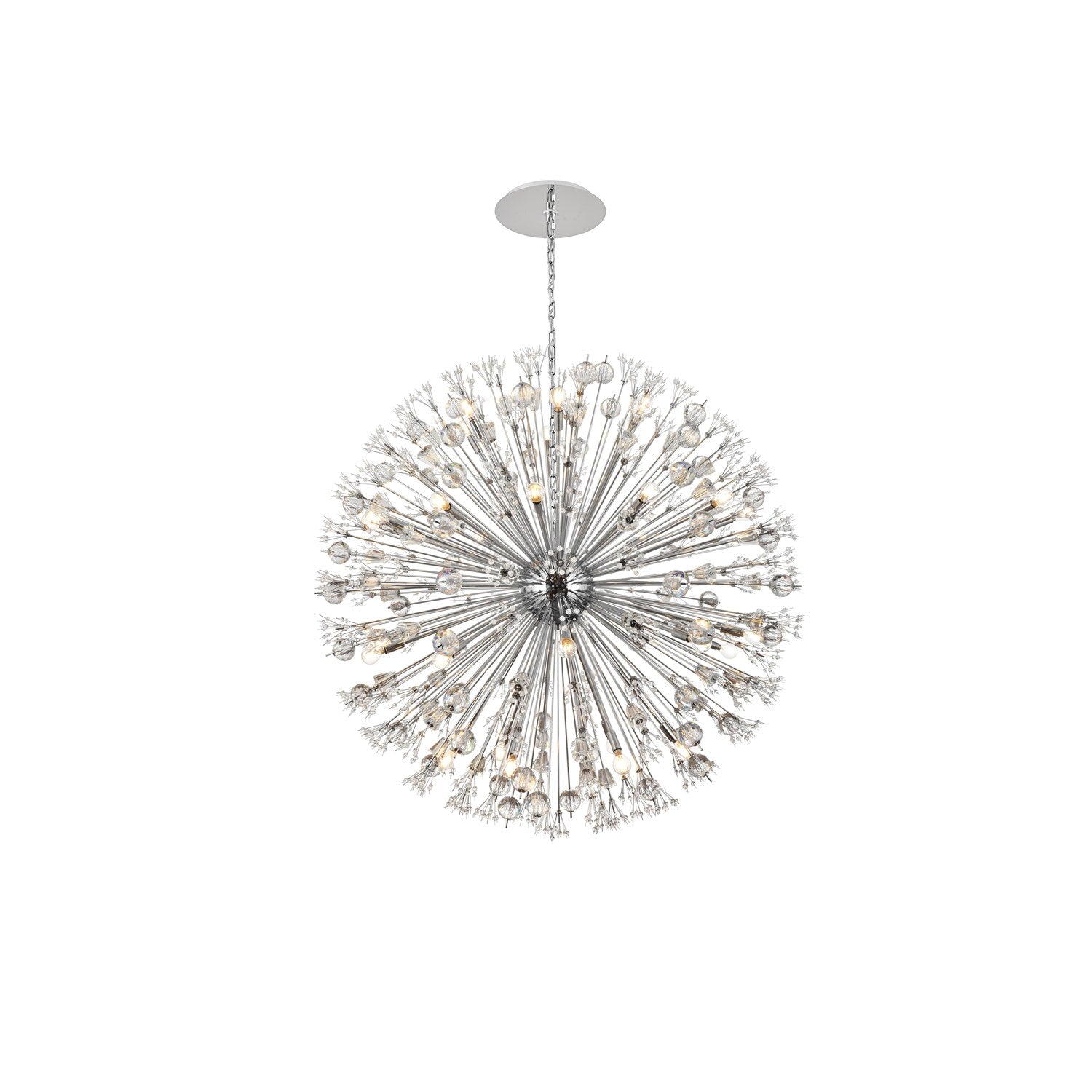 50 Inch Crystal Starburst Round Pendant In Chrome by Elegant Lighting