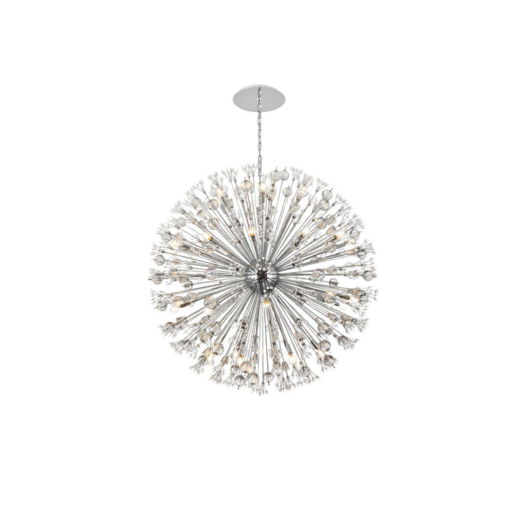 50 Inch Crystal Starburst Round Pendant In Chrome by Elegant Lighting