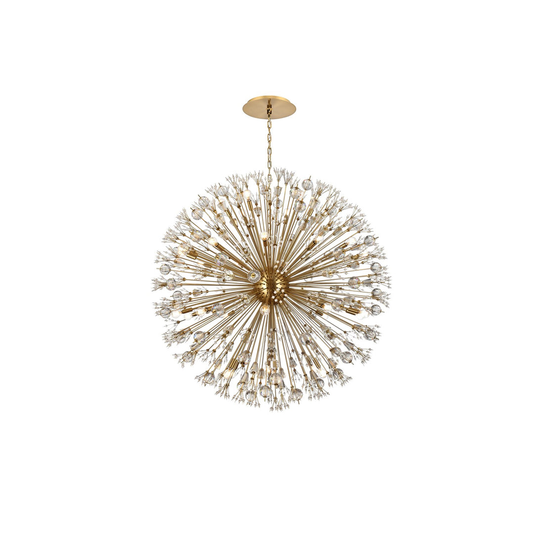 50 Inch Crystal Starburst Round Pendant In Gold by Elegant Lighting