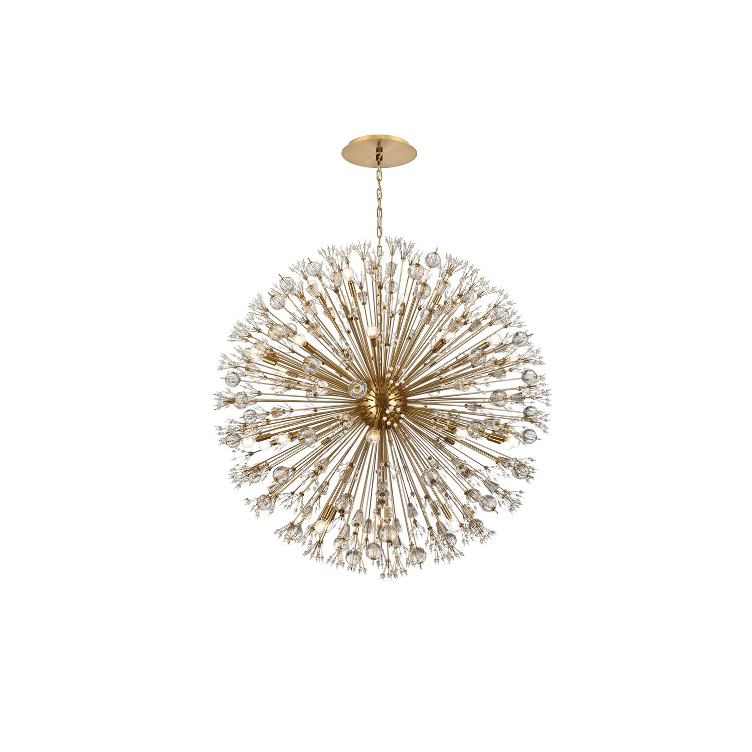 50 Inch Crystal Starburst Round Pendant In Gold by Elegant Lighting